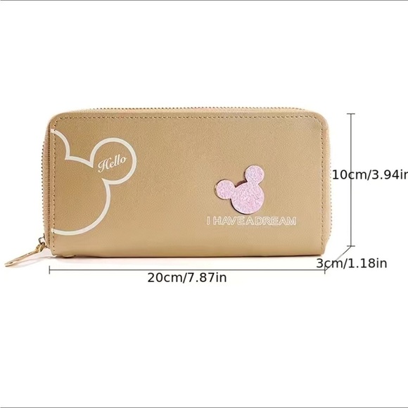 Minnie Mickey Mouse Wristlet Clutch  Convertible Long Wallet Disney Theme Pink - Picture 5 of 16